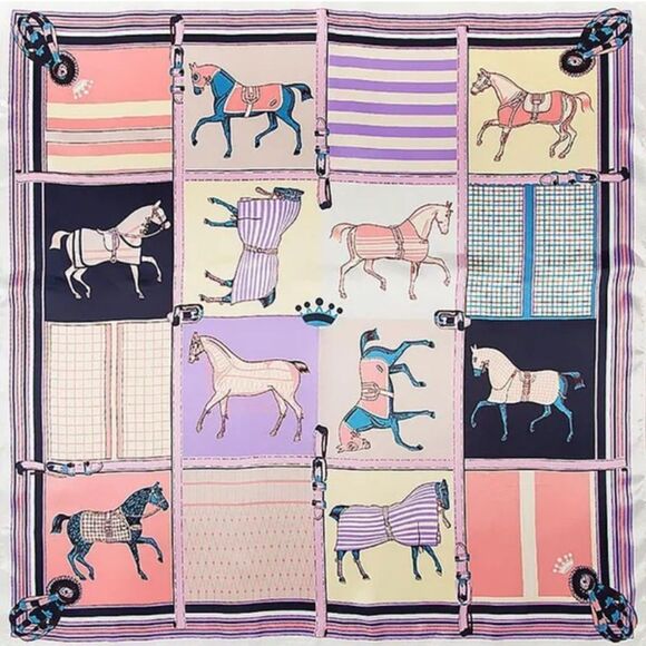 Fashion Luxury Horse Carriage Print Women Scarf Size 90x90 CM main image 5